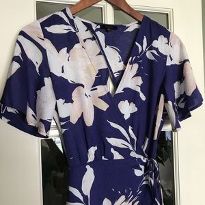 Blue Floral Wrap Dress